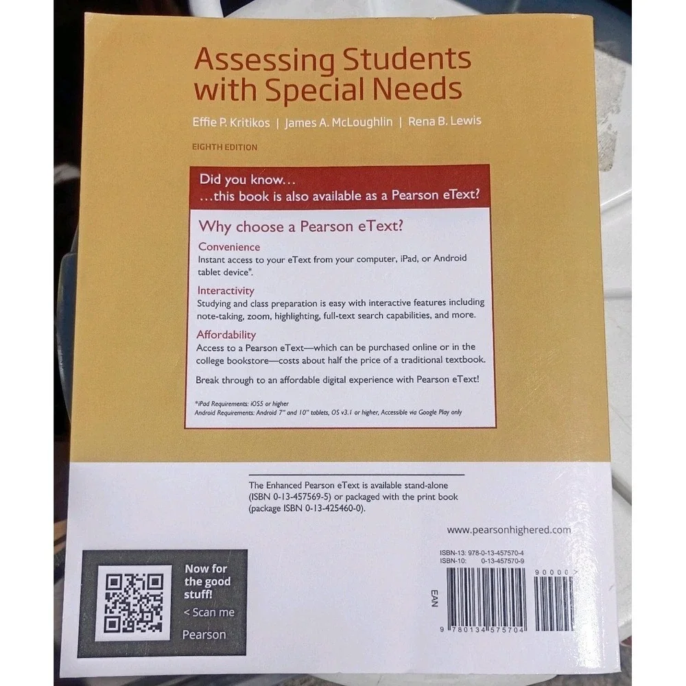 Assessing Students with Special Needs (8th ed)  ISBN: 13:978-0-13-457570-4